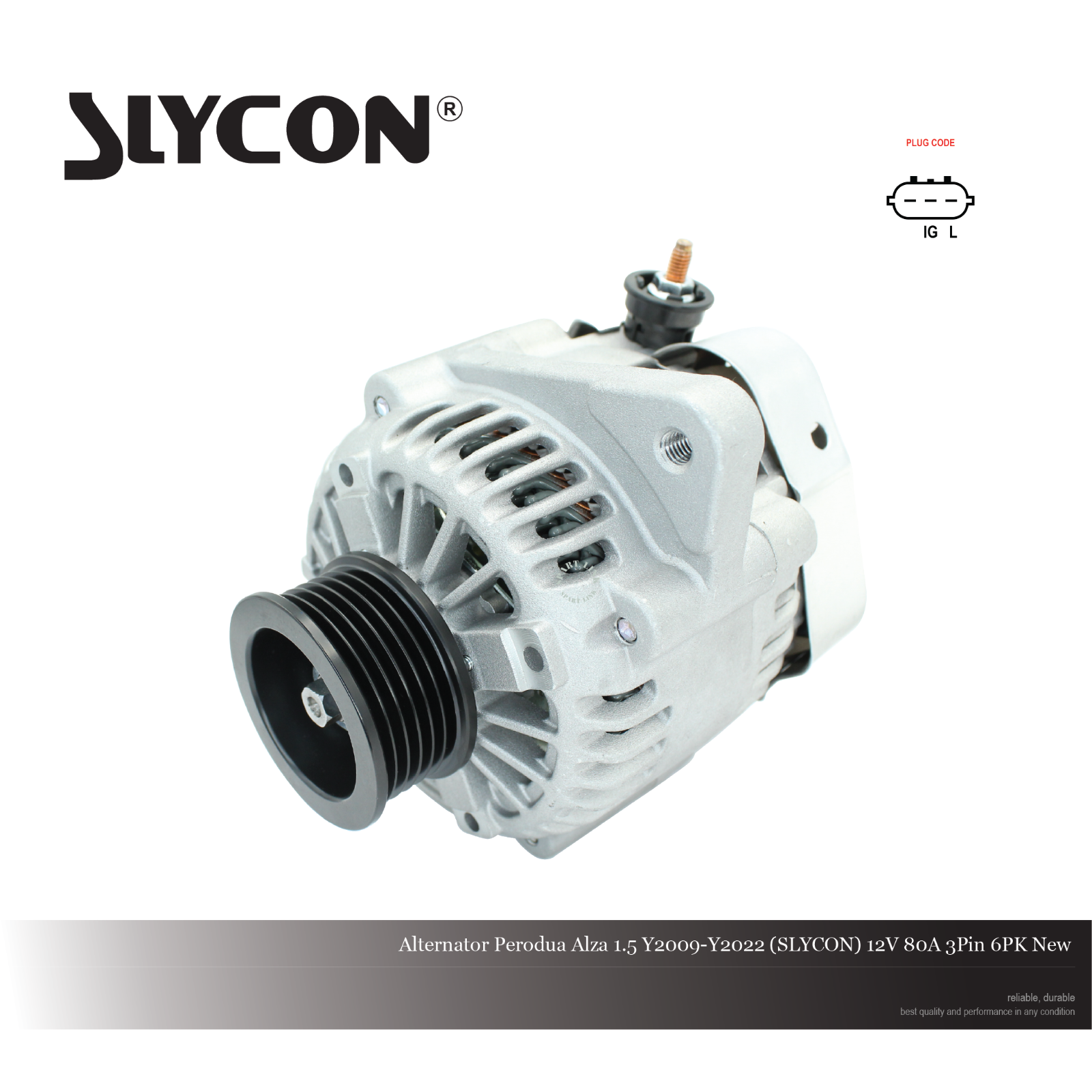 Alternator Perodua Alza 1.5 Y2009-Y2022 (SLYCON) 12V 80A 3Pin 6PK New