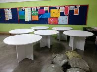 Round Conference & Discussion Table   White Meja Perbincangan Bulat untuk Sekolah, Pejabat, Kolej & Universiti  Modern Office Furniture Supplier  Delivery from Penang to Puchong, KL & Johor Bahru