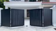 Stainless Steel Frame Aluminum Panel Trackless with Powder Coated Auto Gate Designs Selangor | Malaysia Stainless Steel Frame Aluminum Panel Trackless with Powder Coated Auto Gate Designs Selangor | Malaysia